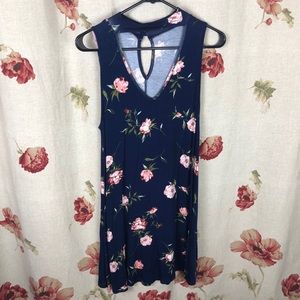 ALYA | ANTHROPOLOGY Dark Blue + Flower Dress Sm